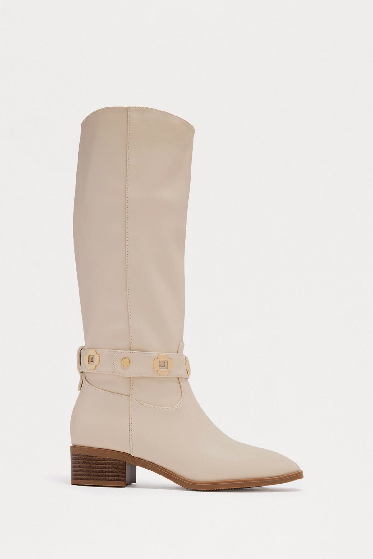 Yadira Hardware Knee High Boots - Ivory - vue 1