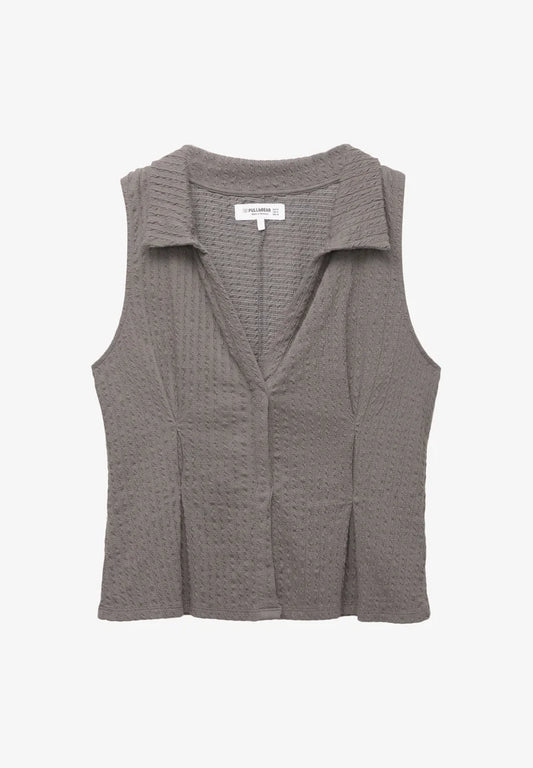 PINSTRIPE HALTER VEST TOP - Grey