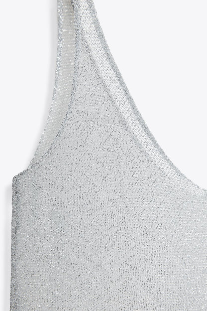 SILVER SHIMMER KNIT CAMI TOP