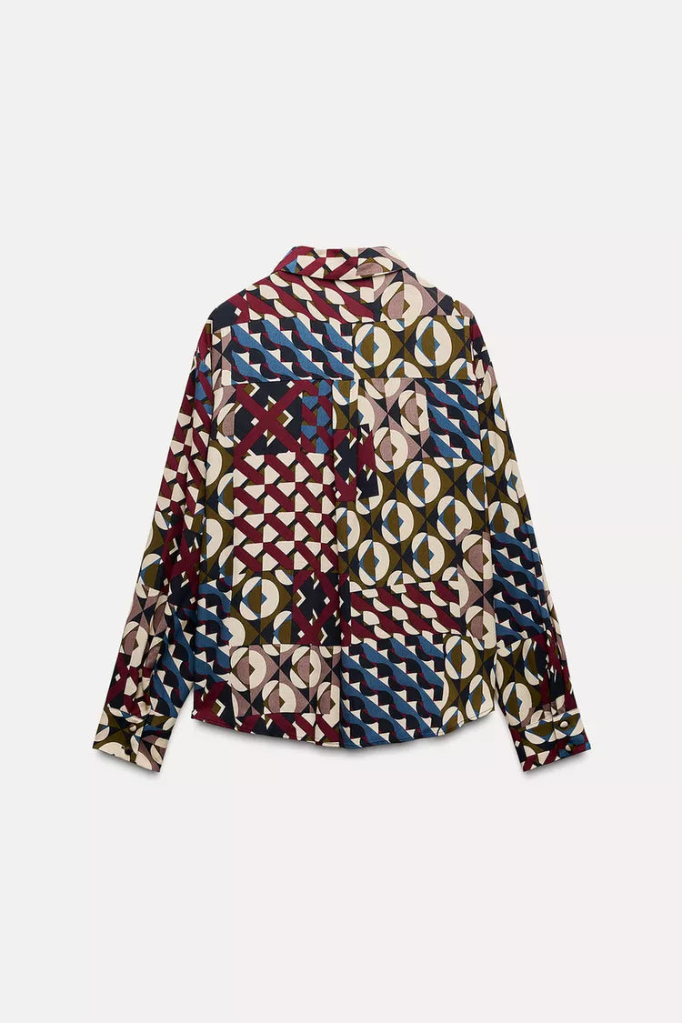[A8] GEOMETRIC PRINT SHIRT