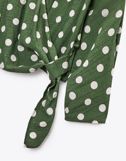 [A7] Blouse polka dot pattern with a wrap-style