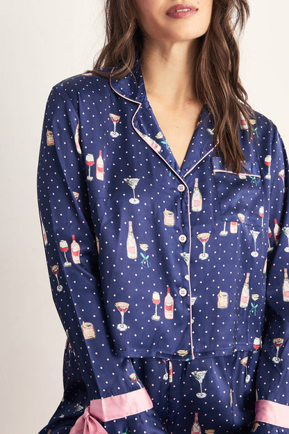 FESTIVE DRINK RUFFLE PAJAMA SHORT SET