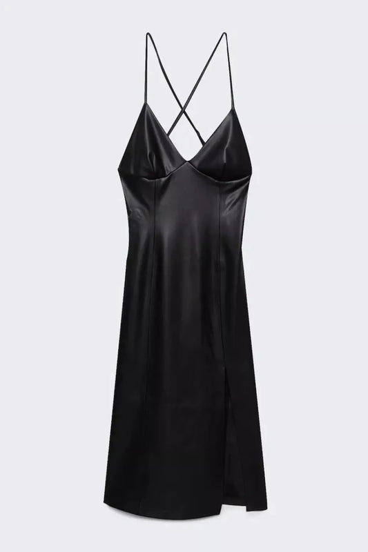 Leather-effect dress by Stradivarius