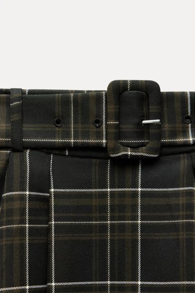 [A4] CHECKERED MIDI SKIRT