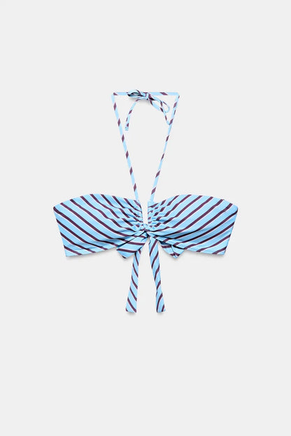 STRIPED HALTER BIKINI SET