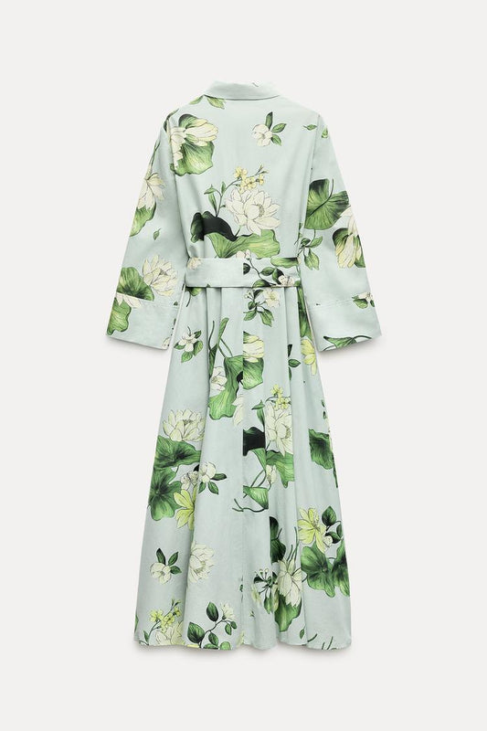 Shirt dress made of fabric with a floral print — ZW Collection