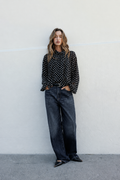 [X2] POLKA DOT BLOUSE WITH BOW