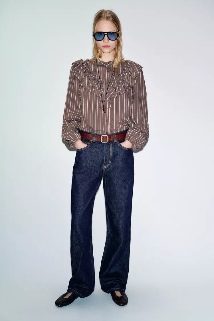 [A2] STRIPED SHIRT WITH RUFFLES