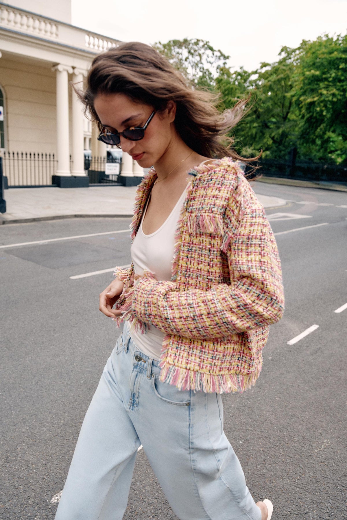 TEXTURED FRINGED BLAZER