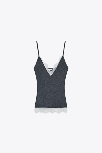 Lace Trim Knit Camisole Top