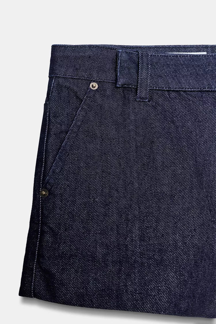 [X6] TRF MID-WAIST DENIM SHORTS