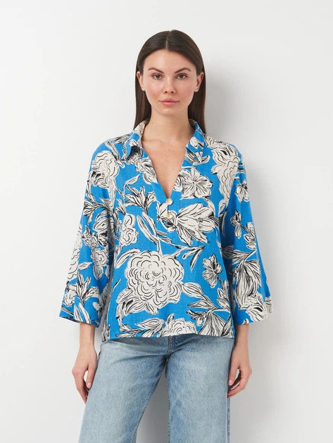 [A8] LINEN FLORAL SHIRT