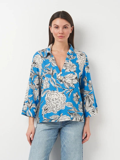 [A8] LINEN FLORAL SHIRT