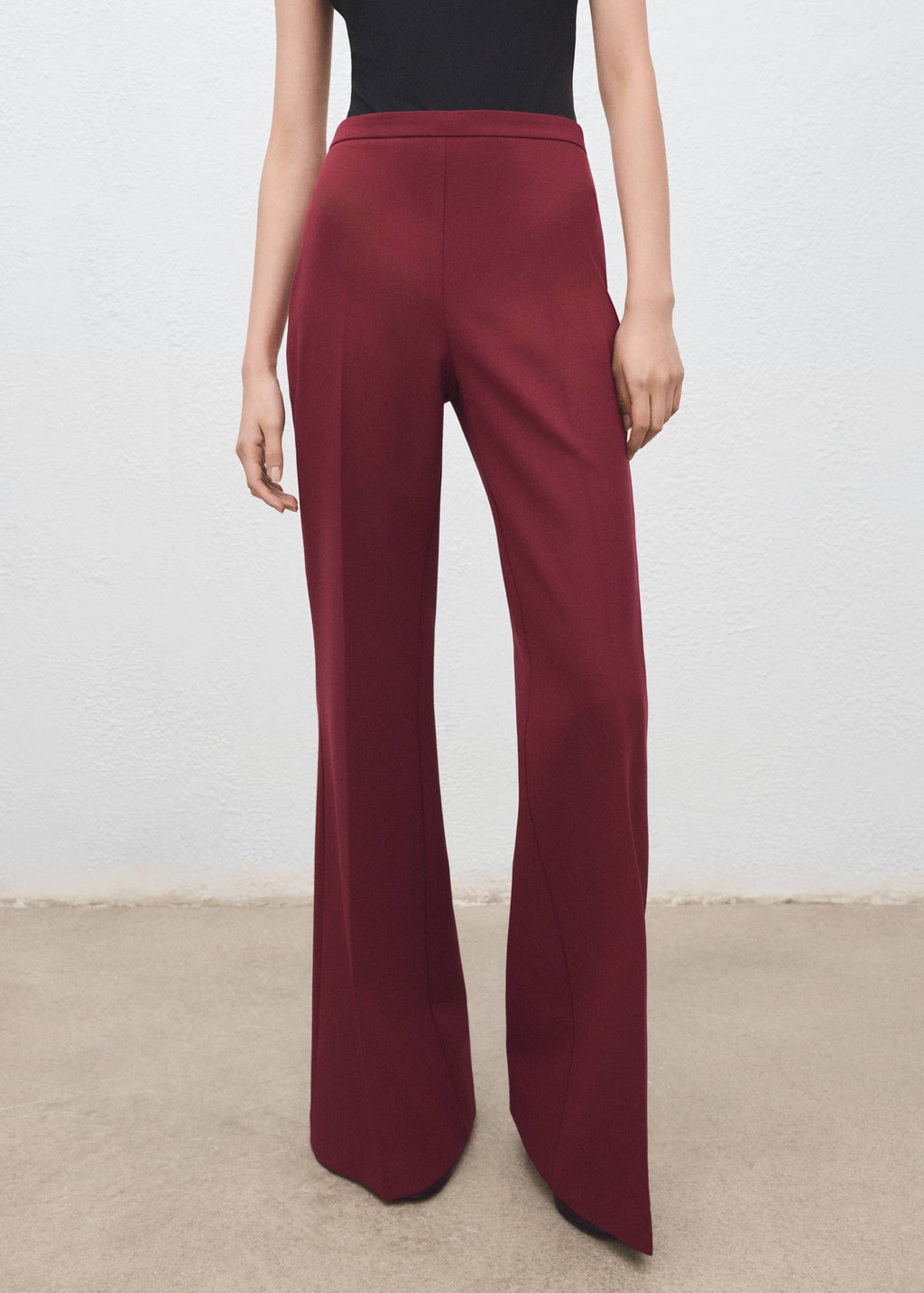 MANGO wide-leg suit trousers in wine – medium view