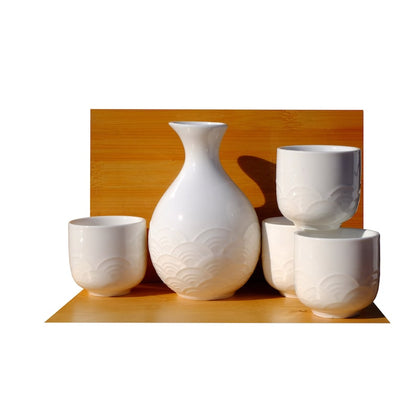 WHITE TEXTURED WAVE SET 4 CUP