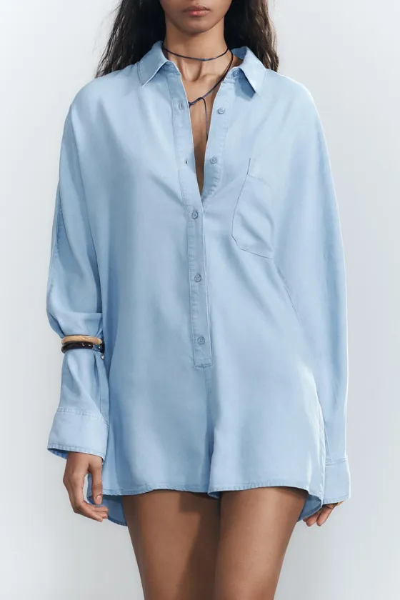 ZARA FLOWLY TRF DENIM JUMPSUIT