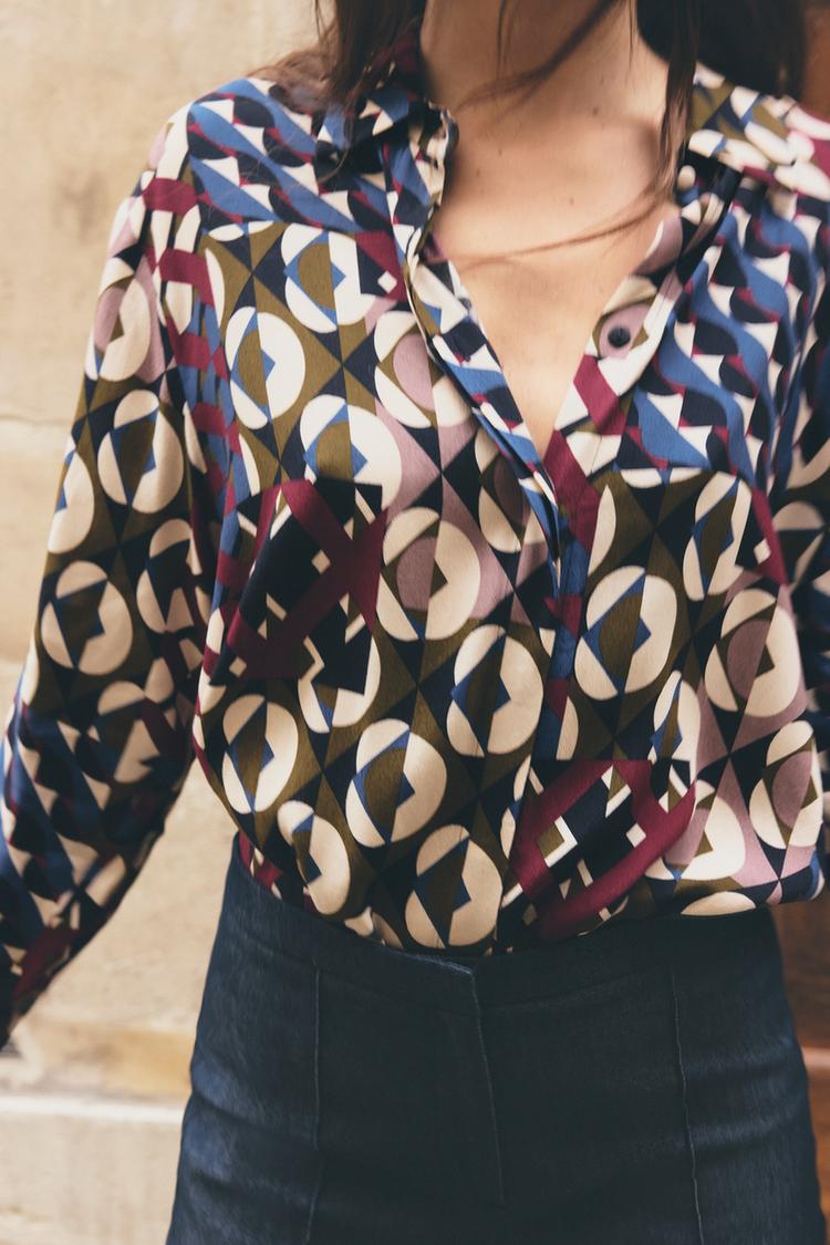 [A8] GEOMETRIC PRINT SHIRT