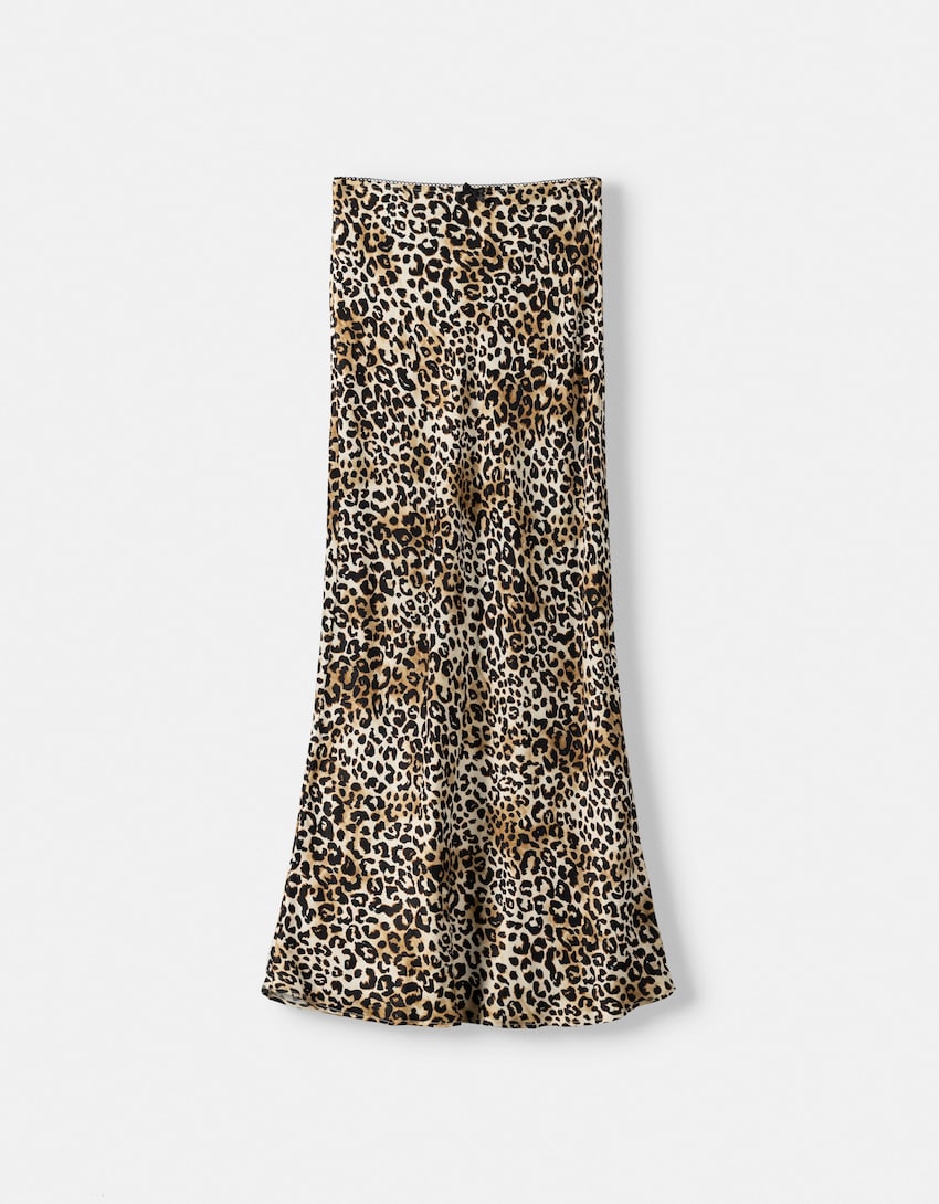 Bershka animal print maxi skirt