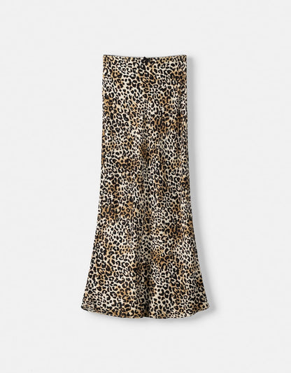 Bershka animal print maxi skirt