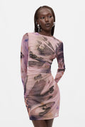 [E1] PRINTED LONG-SLEEVE DRESS