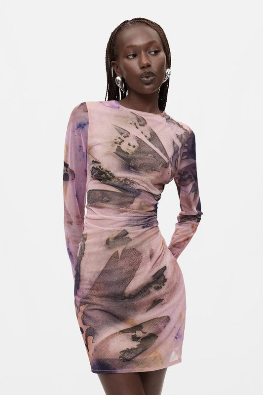 PRINTED LONG-SLEEVE DRESS