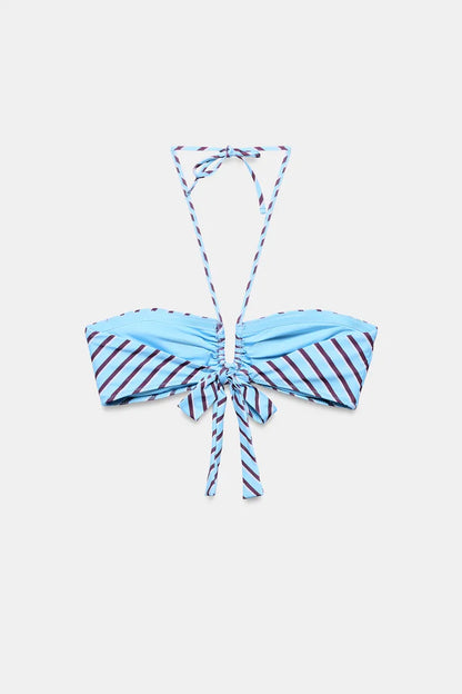 STRIPED HALTER BIKINI SET