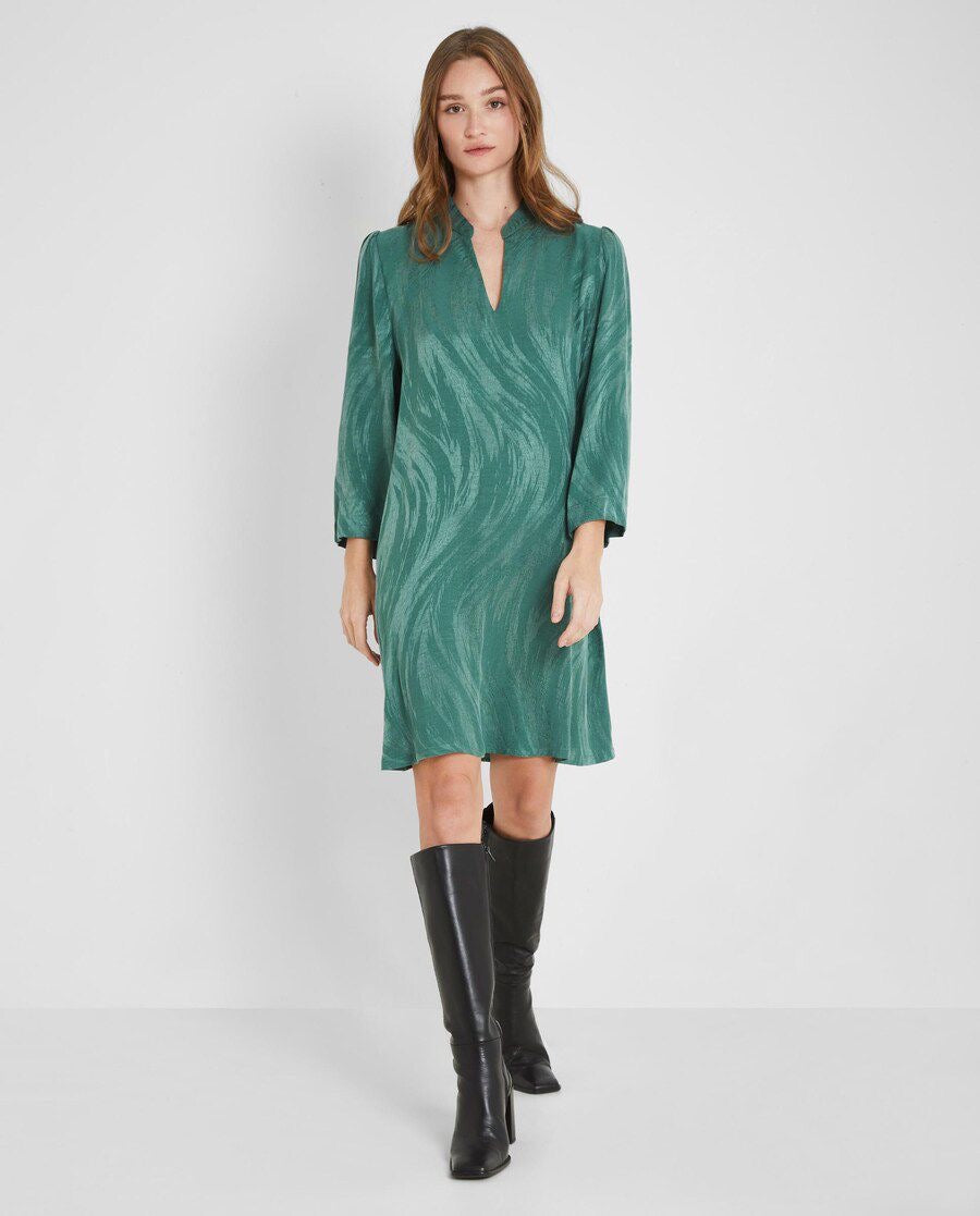 [E5] MIDI DRESS WITH MANDARIN COLLAR