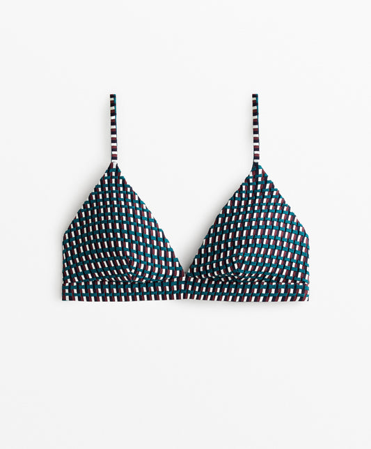 Three colour jacquard triangle bikini set