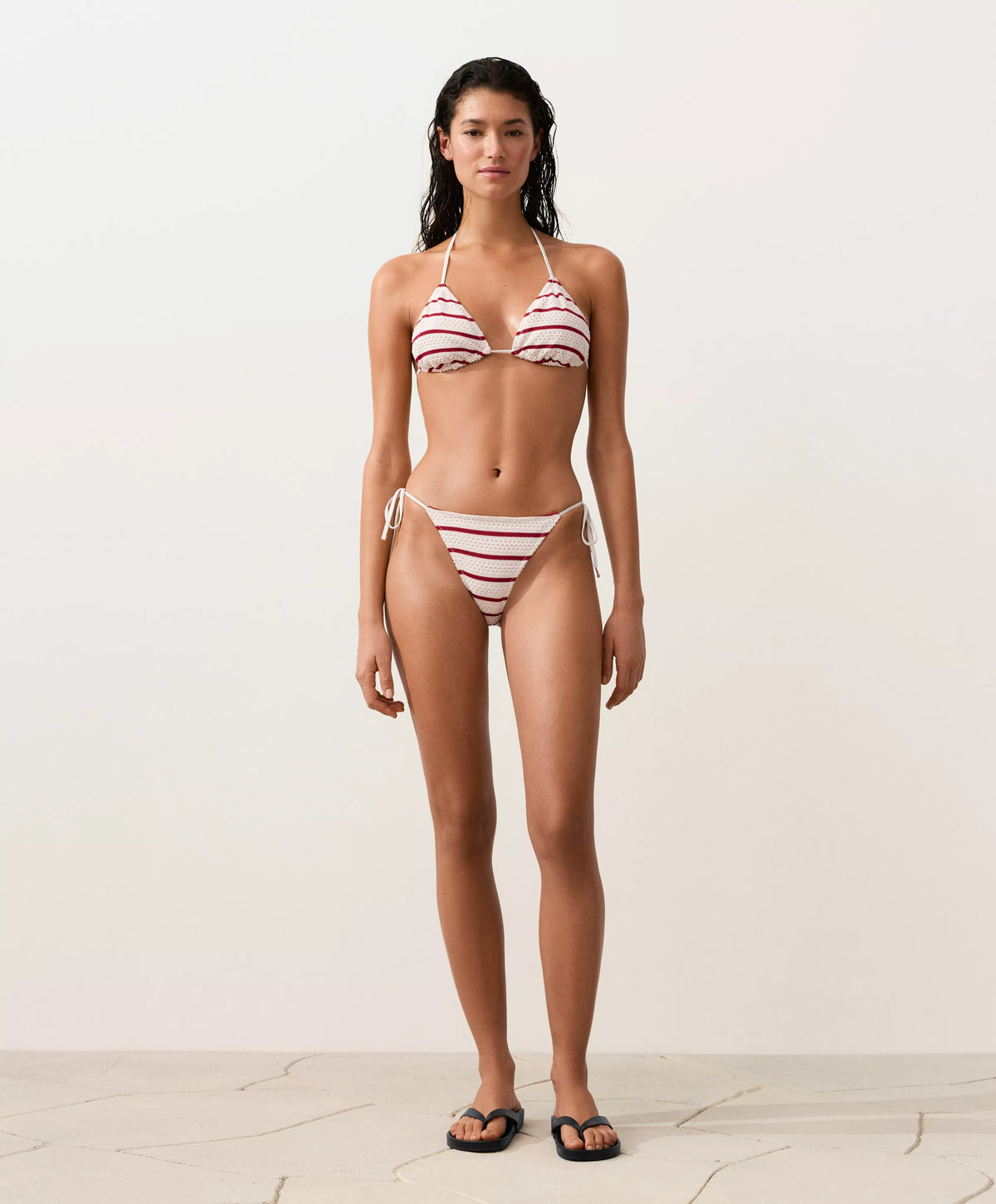 Crochet Striped Triangle Bikini Set, view 2 of 6