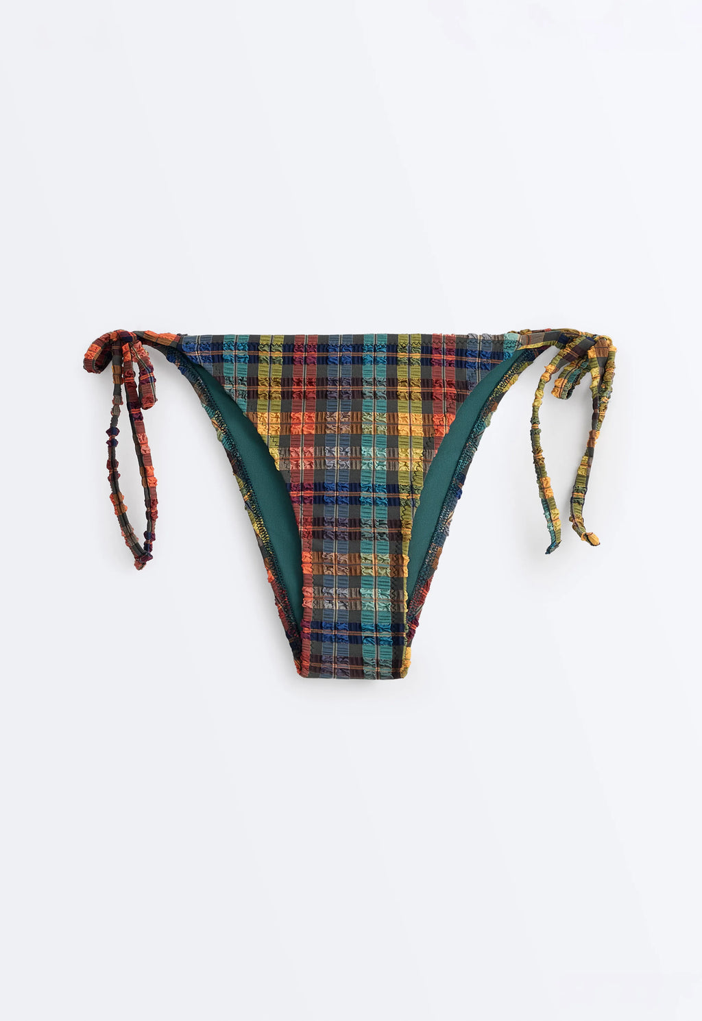 TEXTURED CHECK MEDIUM-COVERAGE BIKINI SET
