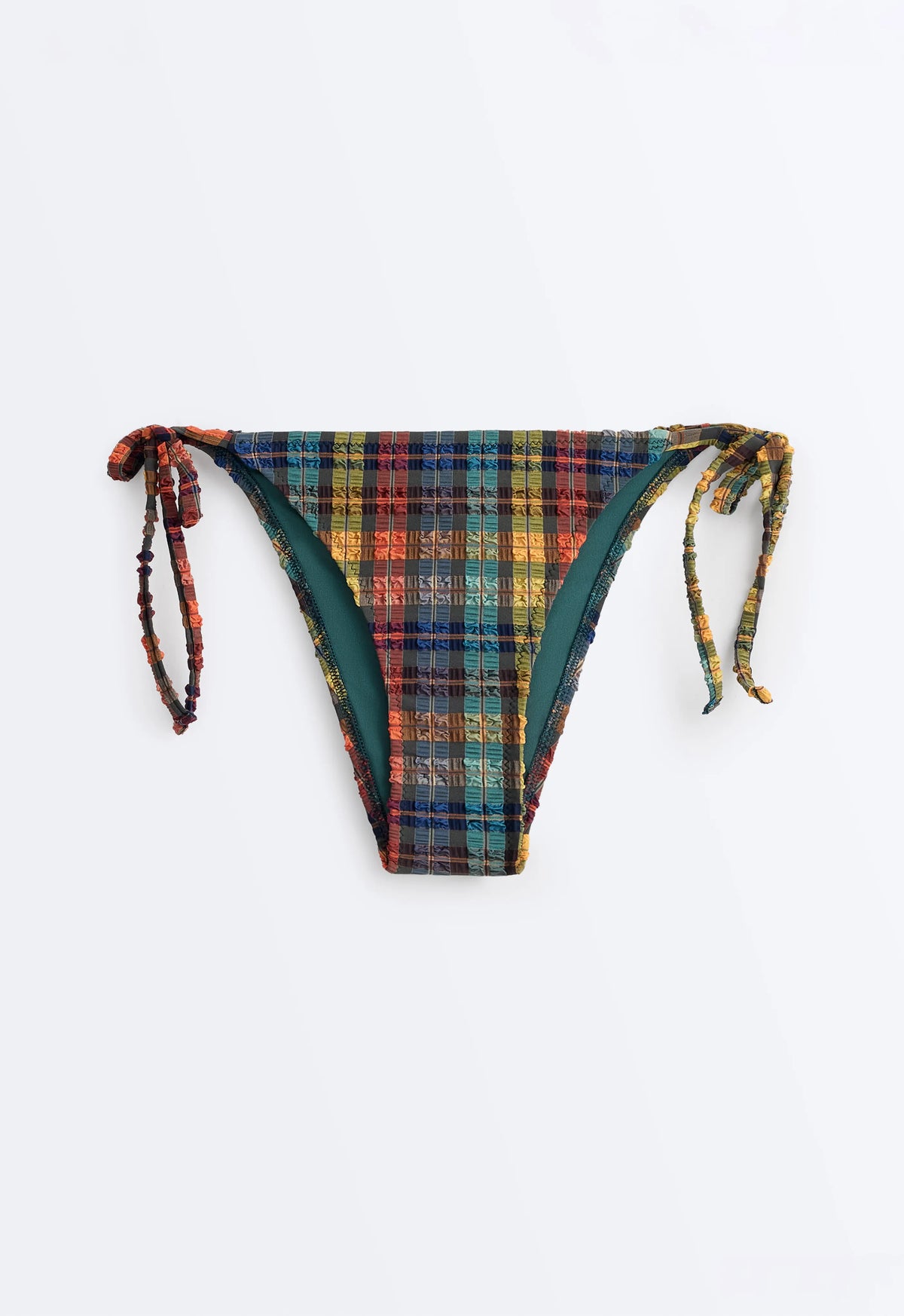 TEXTURED CHECK MEDIUM-COVERAGE BIKINI SET