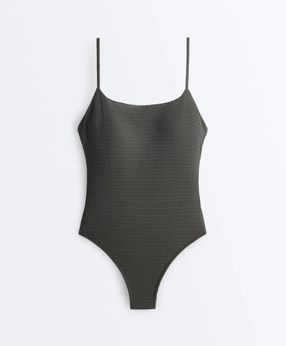 MINIMAL STRIPED BACKLESS ONE-PIECE SWIMSUIT