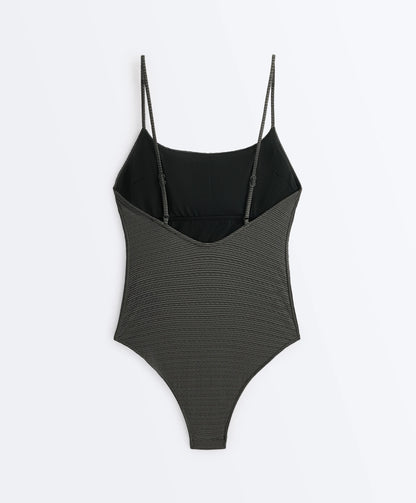 MINIMAL STRIPED BACKLESS ONE-PIECE SWIMSUIT