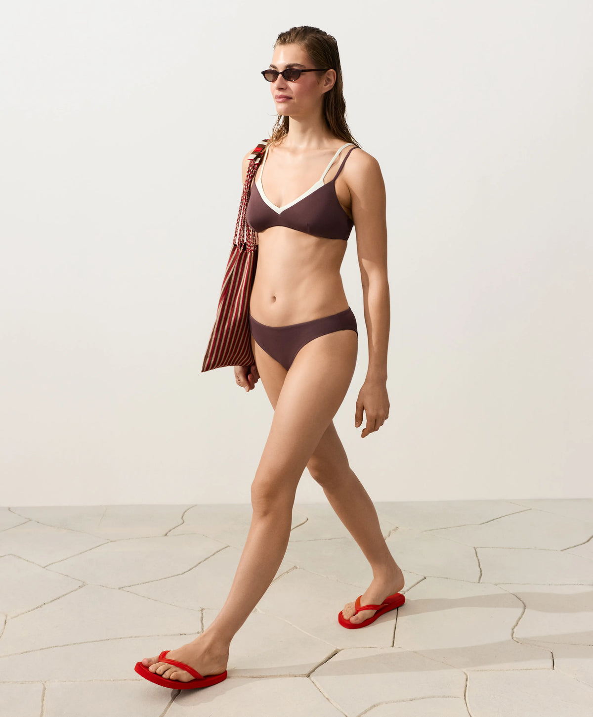 Two-Tone Brown Bikini Set, view 1 of 12