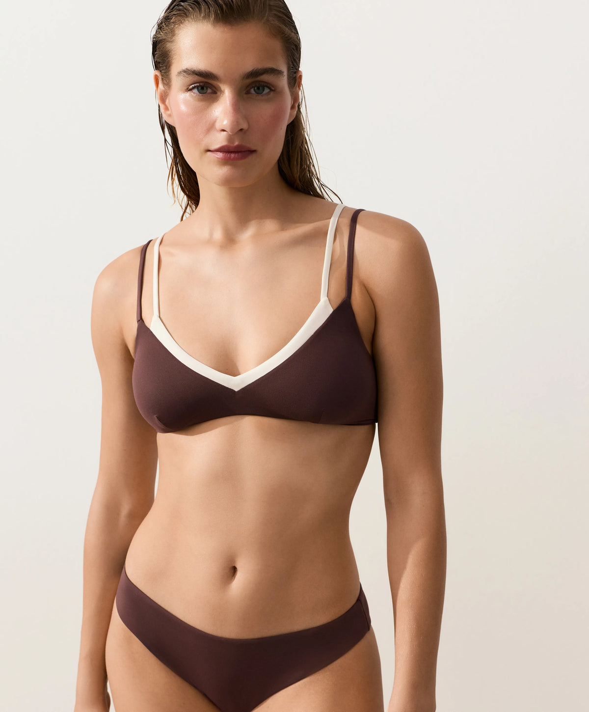 Two-Tone Brown Bikini Set, view 7 of 12