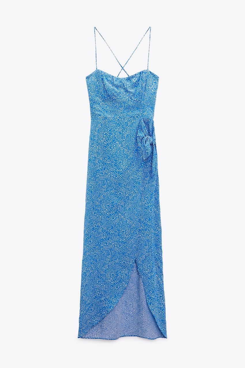 [C2] BLUE PRINTED SLIT DRESS