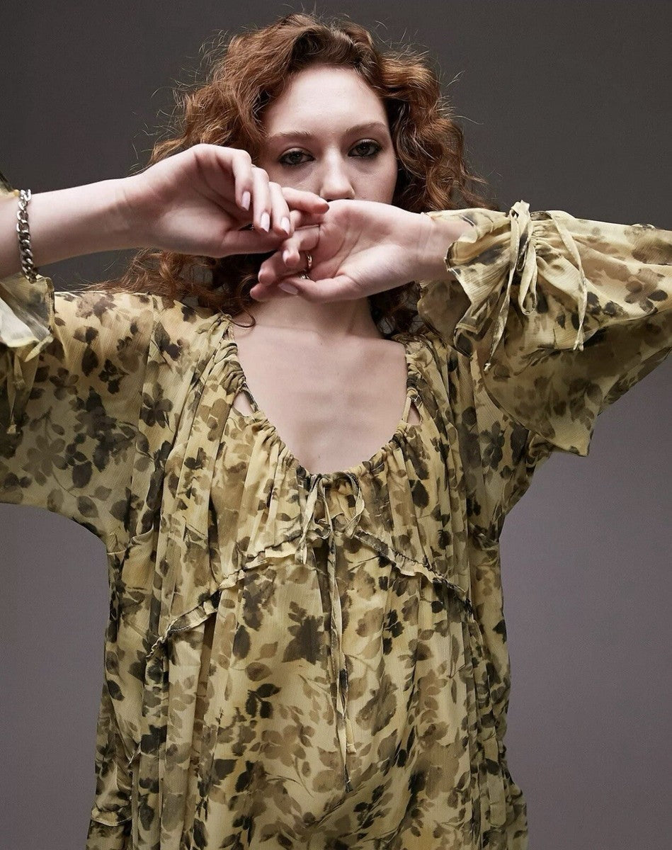 Floral Print Babydoll Dress