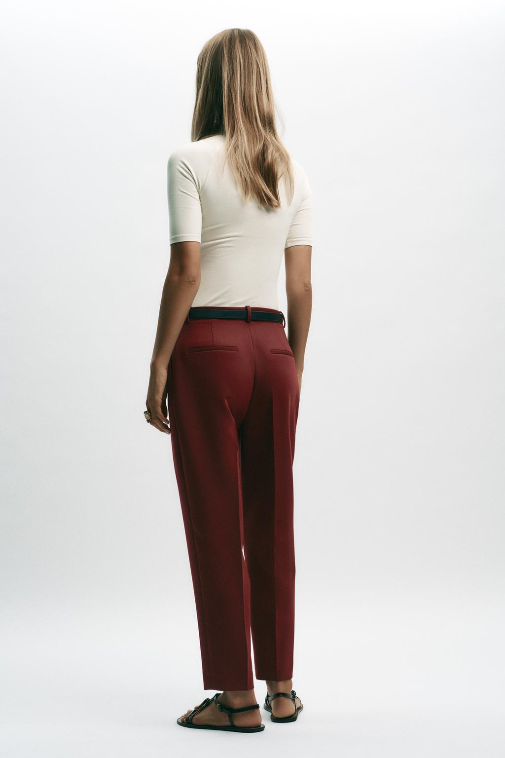 High-waisted straight-leg trousers