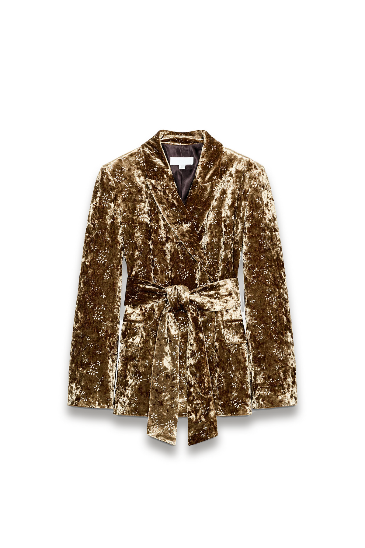 [X2] VELVET BLAZER WITH METALLIC THREAD BELT AND TROUSERS