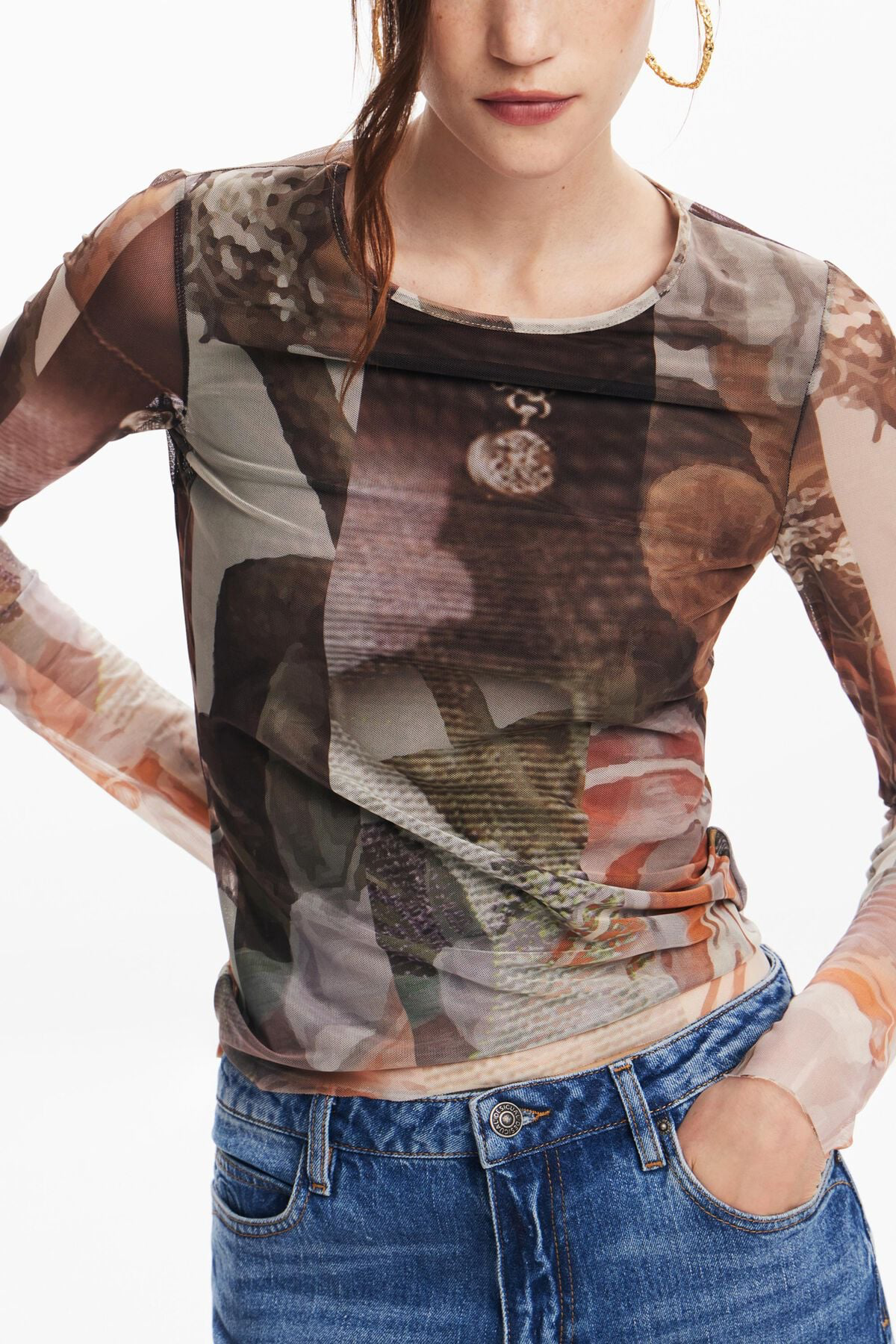 [E3] FLORAL PRINT T-SHIRT