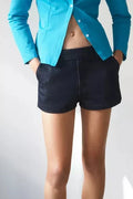 [X6] TRF MID-WAIST DENIM SHORTS