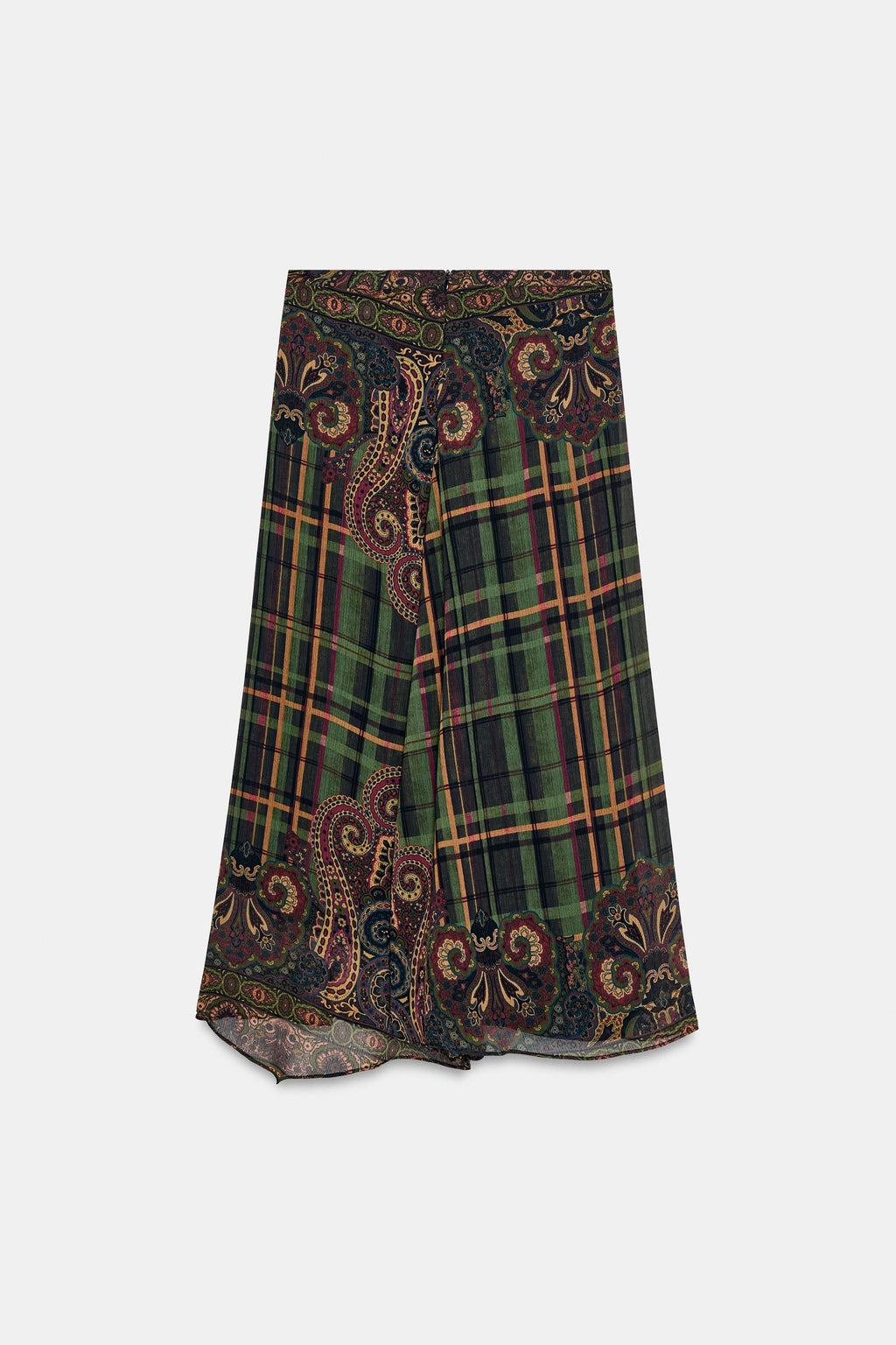 ASYMMETRIC PRINTED MIDI SKIRT