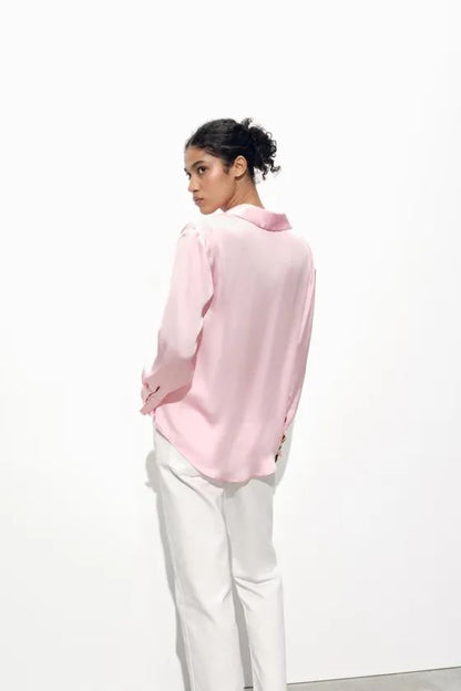 [B8] OVERSIZED SATIN SHIRT