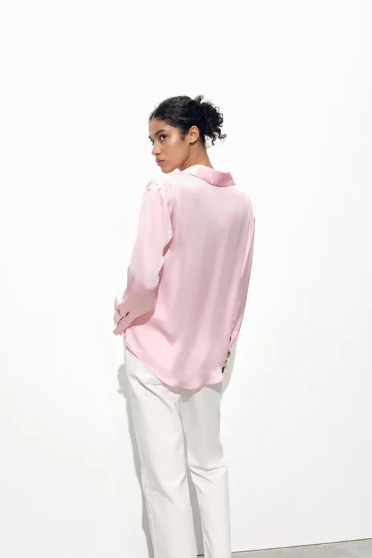 [B8] OVERSIZED SATIN SHIRT