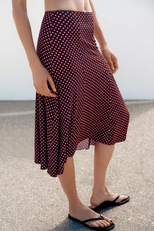 Polka dot midi skirt