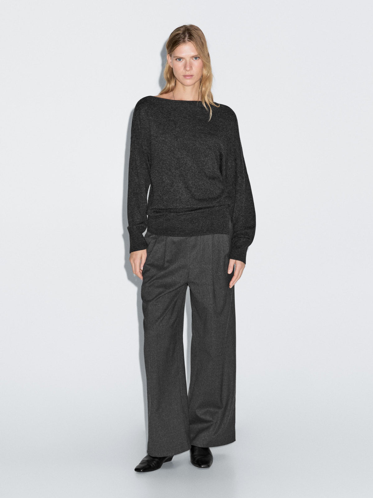 [X5] WOOL BLEND TROUSERS WITH ELASTICATED WAISTBAND