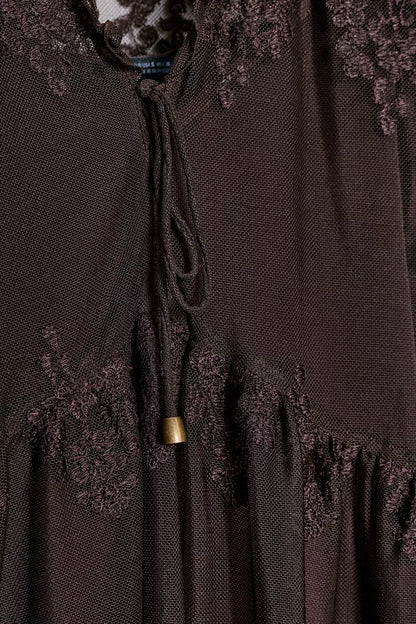 TULLE EMBROIDERED LACE BLOUSE