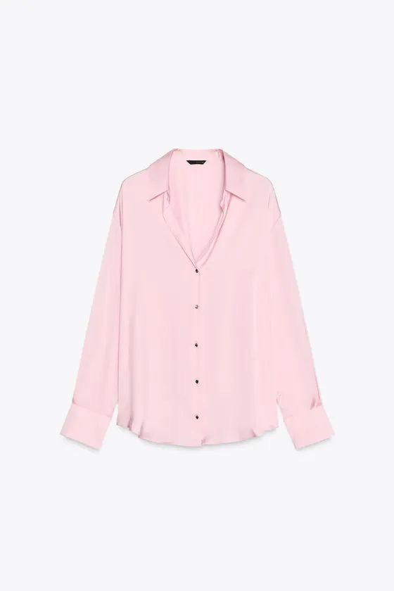 [B8] OVERSIZED SATIN SHIRT