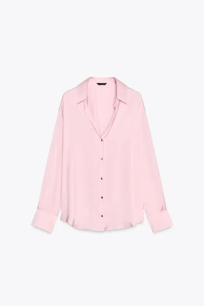 [B8] OVERSIZED SATIN SHIRT