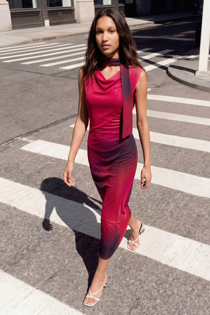 ASYMMETRIC DRAPED DRESS